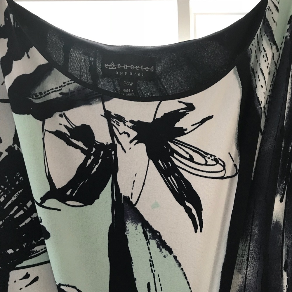 Knee Length Aqua, Navy and White dress! 24W